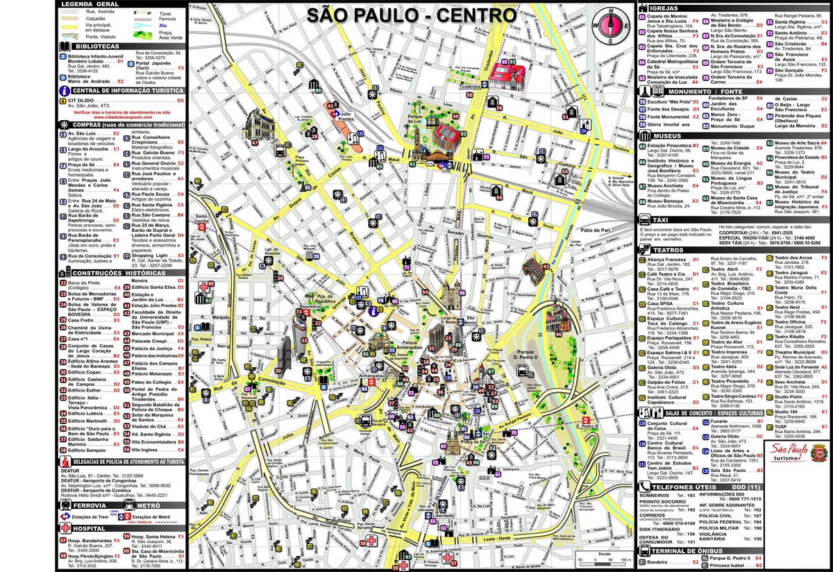 São Paulo kale-mapa