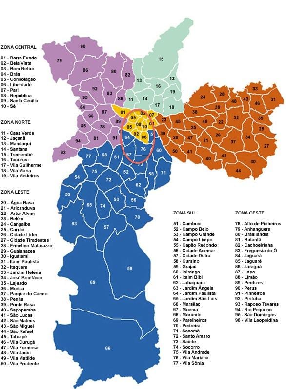 Sao Paulo mapa auzoetan