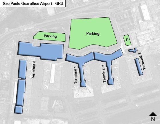 Sao Paulo guarulhos nazioarteko aireportuko terminal mapa