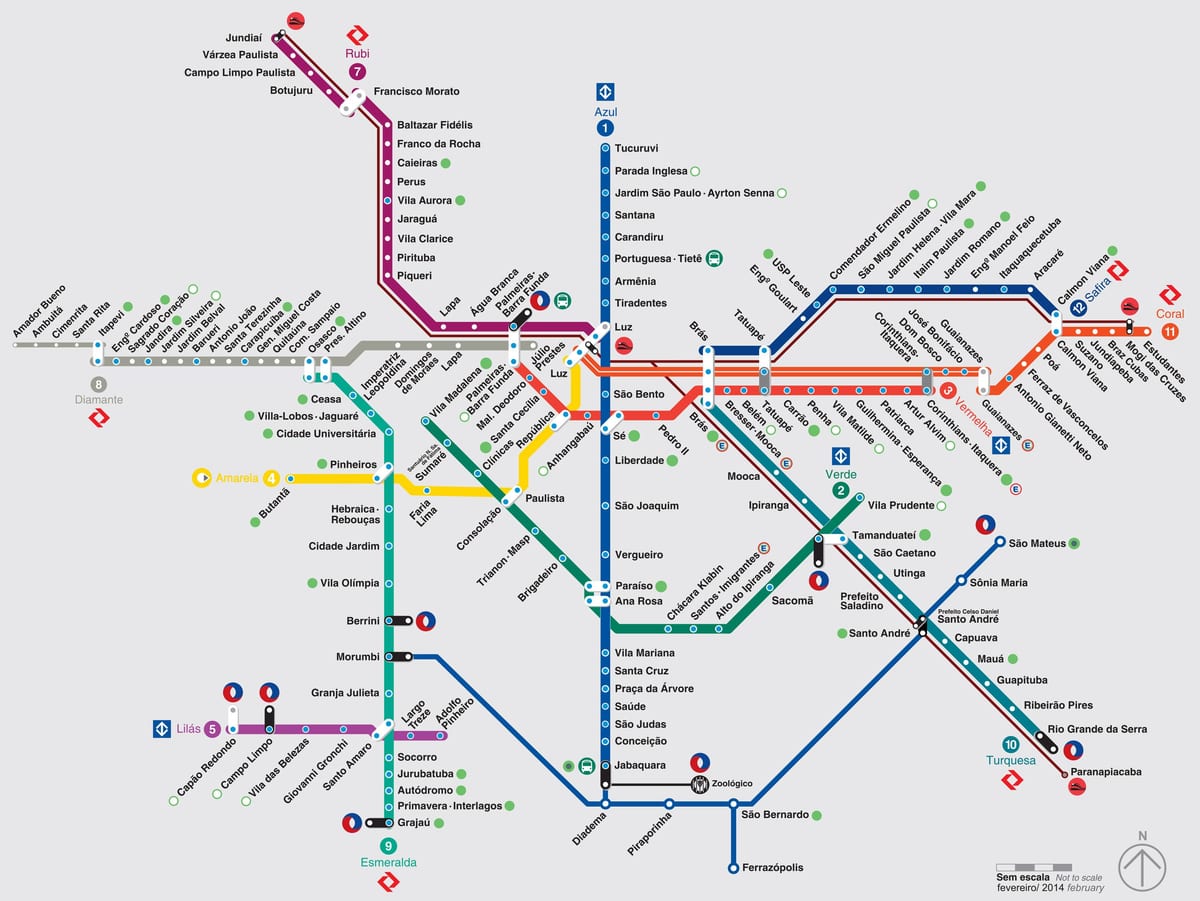 Sao Pauloko tren mapa